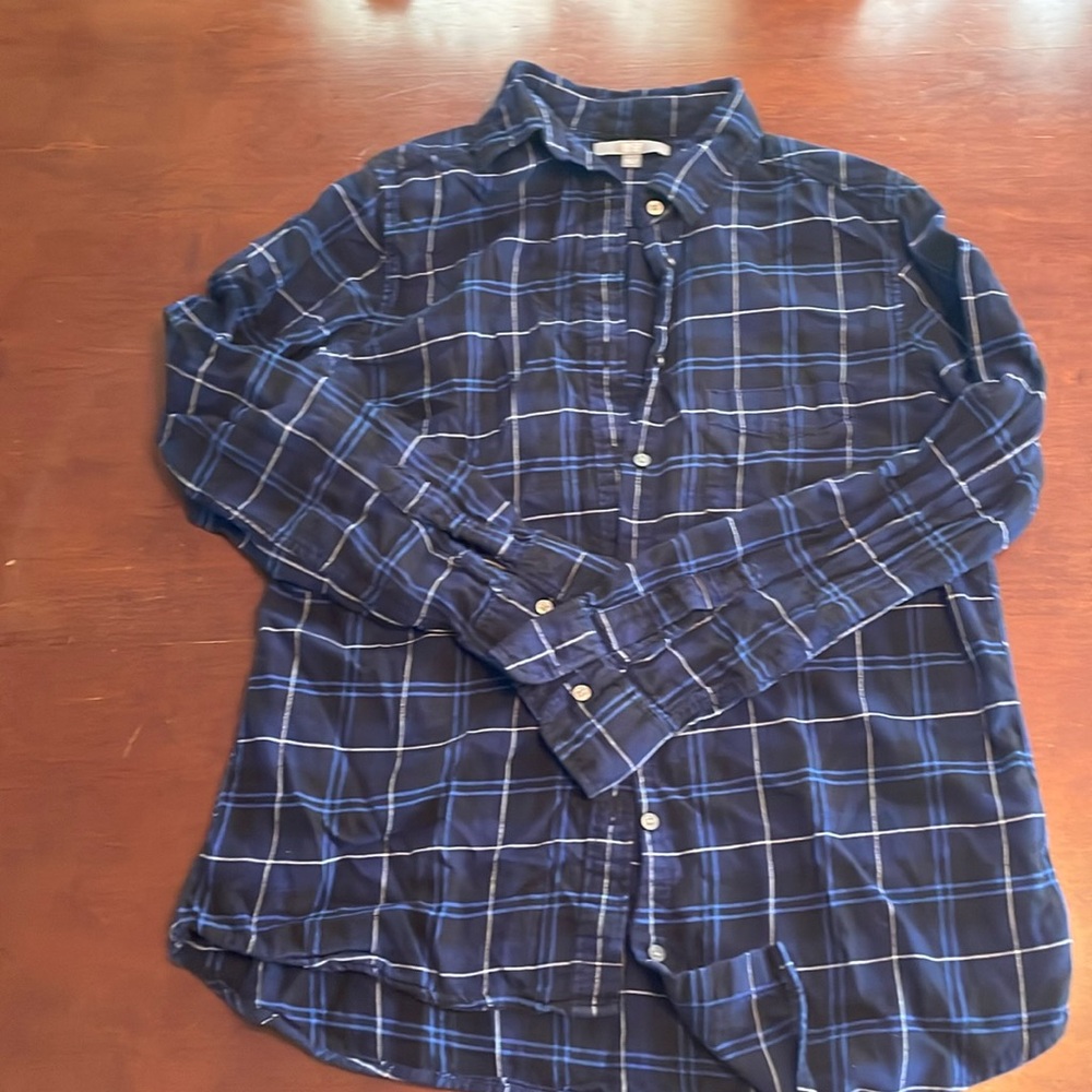 Uniqlo navy and black flannel button down. Size large